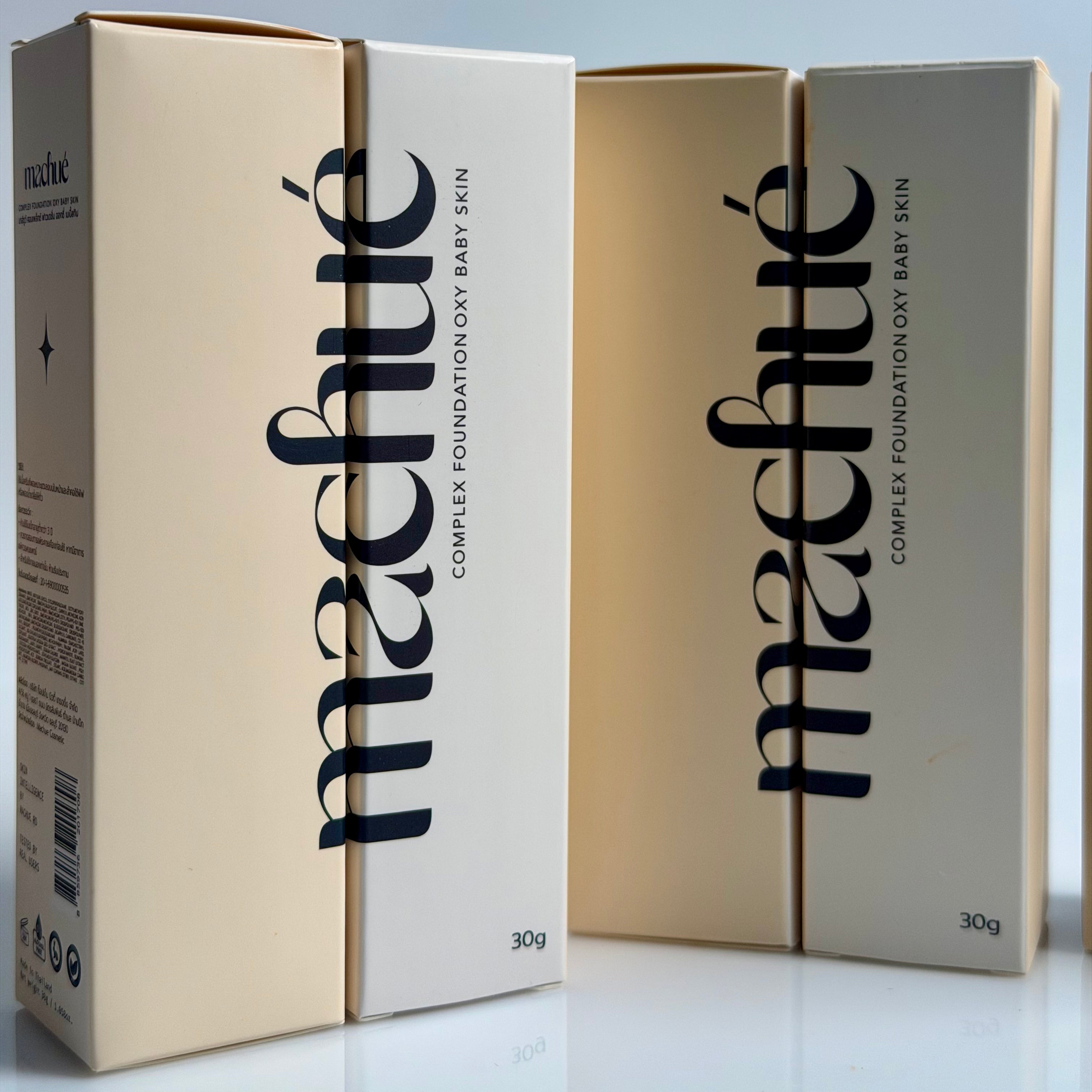 รองพื้นมาชู แบบขวด 30 กรัม[ติดทน ปกปิด ไม่ขุย] Machue Complex Foundation มี 6 สี เฉดเข้ากับคนไทย ขาวมาก ถึง ผิวสีน้ำผึ้ง
