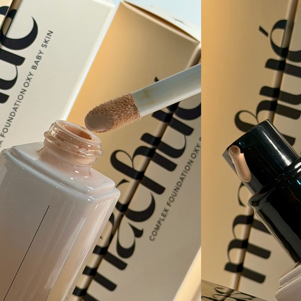 รองพื้นมาชู แบบขวด 30 กรัม[ติดทน ปกปิด ไม่ขุย] Machue Complex Foundation มี 6 สี เฉดเข้ากับคนไทย ขาวมาก ถึง ผิวสีน้ำผึ้ง
